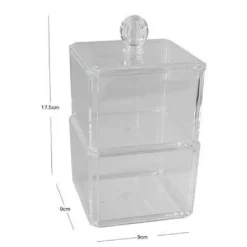 CONTENITORE TRASPARENTE PORTA OVATTA COTTON FIOC 2 PIANI ORGANIZER BAGNO 10242