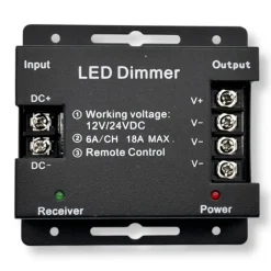 CONTROLLER DIMMER PER STRISCE LED MONOCOLORE DC12V-24V CON TELECOMANDO 3 CANALI A 6A AP-01