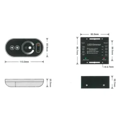 CONTROLLER DIMMER PER STRISCE LED MONOCOLORE DC12V-24V CON TELECOMANDO 3 CANALI A 6A AP-01