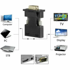 CONVERTITORE ADATTATORE VIDEO DA PRESA VGA MASCHIO A HDMI FEMMINA AUDIO VGA-HD227