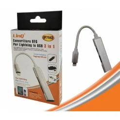 CONVERTITORE OTG CONNETTORE LIGHTNING A LIGHTNING + 2XUSB 3IN1 HUB IPHONE IP7942