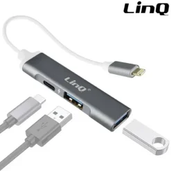 CONVERTITORE OTG CONNETTORE LIGHTNING A LIGHTNING + 2XUSB 3IN1 HUB IPHONE IP7942