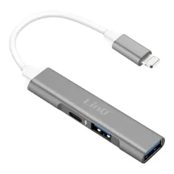 CONVERTITORE OTG CONNETTORE LIGHTNING A LIGHTNING + 2XUSB 3IN1 HUB IPHONE IP7942