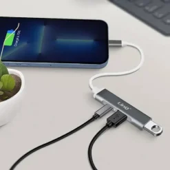 CONVERTITORE OTG CONNETTORE LIGHTNING A LIGHTNING + 2XUSB 3IN1 HUB IPHONE IP7942