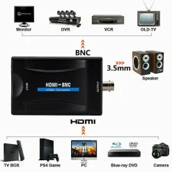 CONVERTITORE VIDEO DA HDMI A BNC ADATTATORE SEGNALE AUDIO PAL/NTSC 480P CHDMI-BN
