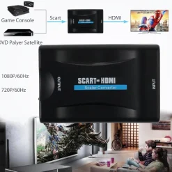 CONVERTITORE VIDEO HD AV ADATTATORE DA SCART A HDMI 720P 1080P AUDIO COASSIALE