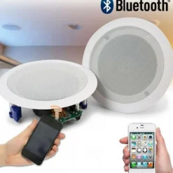 COPPIA CASSE ACUSTICHE 21CM BLUETOOTH INCASSO FILODIFFUSIONE NEGOZI CASSA 20W