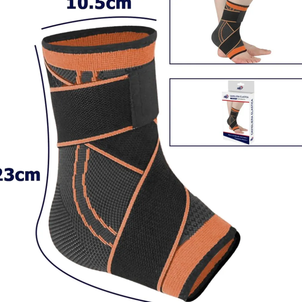 COPPIA CAVIGLIERE SUPPORTO PER CAVIGLIA ANALLERGICA ELASTICA SPORT ARANCIONE
