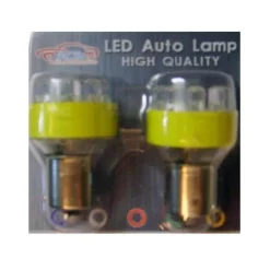 Coppia di lampadine gialle a bulbi 12 led per auto 12Volt S25 LUCE gialla