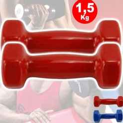 COPPIA DI MANUBRI IN VINILE DA 1,5KG OGNUNO MANUBRI PESI PALESTRA FITNESS SPORT