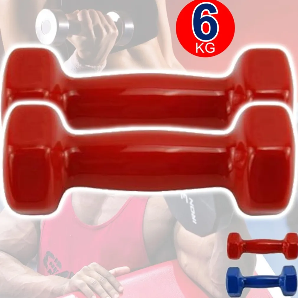 COPPIA DI MANUBRI IN VINILE DA 6 KG OGNUNO MANUBRI PESI PALESTRA FITNESS