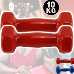 COPPIA DI MANUBRI IN VINILE DA 10 KG OGNUNO MANUBRI PESI PALESTRA BODYBUILDING