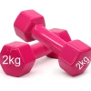COPPIA DI MANUBRI IN VINILE DA 2KG OGNUNO MANUBRI PESI PALESTRA FITNESS ROSA