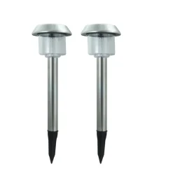 COPPIA FARETTO FARO LED GIARDINO LED PICCHETTO PANNELLO ENERGIA SOLARE