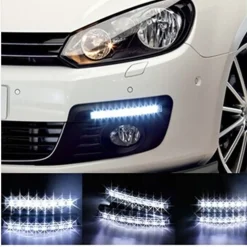 COPPIA FARI LUCE 8 LED 5050 DIURNE DAYTIME FANALE FARI AUTO 12W LED 240