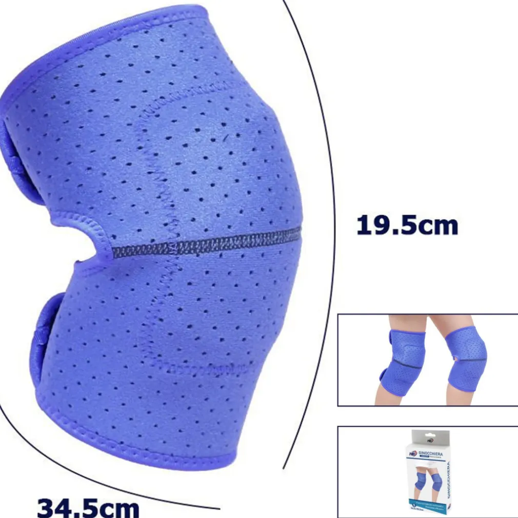 COPPIA GINOCCHIERE FASCIA TUTORE ANALLERGICA LAVABILE PER BAMBINI COLORE BLU S