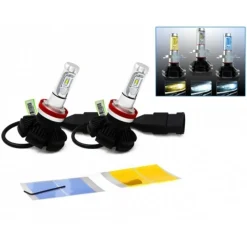 COPPIA LAMPADA LED FARO X3 HEADLIGHT H4 50W BULBI RICAMBIO LUCE 3 FILM COLORI