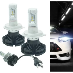 COPPIA LAMPADE LED AUTO FARI H4 X3 KIT LAMPADINE 50W 6000 LUMEN IP67