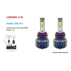 COPPIA LAMPADINE LED AUTO FARO MACCHINA H11 LUCE BIANCA 6000K 360° MAXTECH 360-H11