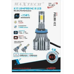 COPPIA LAMPADINE LED H11 AUTO LUCE BIANCA FREDDA 6500K 12000LM ATTACCO 40W T2-H11