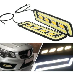 COPPIA LUCI MARCIA DIURNE DRL LAMPADE AUTO ANTINEBBIA COB BIANCO FREDDO FRECCIA