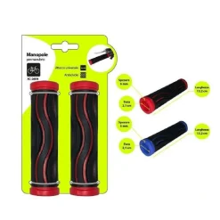 COPPIA MANOPOLE PER MANUBRIO STERZO BICI BICICLETTA UNIVERSALE CON ONDE XC-2604