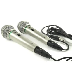 COPPIA MICROFONI DINAMICO PROFESSIONALI CABLATI CAVO UNIDIREZIONALE PER KARAOKE