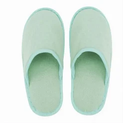 COPPIA PANTOFOLE CIABATTE BAGNO CHIUSE TESSUTO VERDE TAGLIA 35-40 STANZA 79686