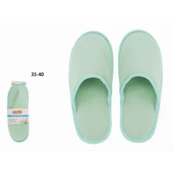 COPPIA PANTOFOLE CIABATTE BAGNO CHIUSE TESSUTO VERDE TAGLIA 35-40 STANZA 79686