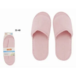 COPPIA PANTOFOLE CIABATTE BAGNO IN TESSUTO ROSA TAGLIA 35-40 STANZA HOTEL 79673