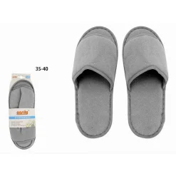 COPPIA PANTOFOLE CIABATTE BAGNO TESSUTO GRIGIO TAGLIA 35-40 STANZA HOTEL 79677