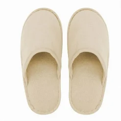 COPPIA PANTOFOLE CIABATTE BAGNO CHIUSE TESSUTO BEIGE TAGLIA 39-45 STANZA 79693