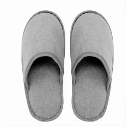 COPPIA PANTOFOLE CIABATTE BAGNO CHIUSE TESSUTO GRIGIO TAGLIA 35-40 STANZA 79689