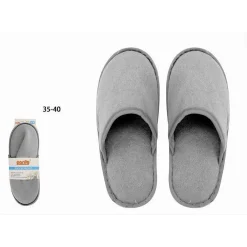 COPPIA PANTOFOLE CIABATTE BAGNO CHIUSE TESSUTO GRIGIO TAGLIA 35-40 STANZA 79689