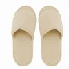 COPPIA PANTOFOLE CIABATTE BAGNO IN TESSUTO BEIGE TAGLIA 39-45 STANZA HOTEL 79681
