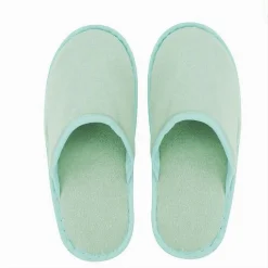 COPPIA PANTOFOLE CIABATTE BAGNO CHIUSE TESSUTO VERDE TAGLIA 39-45 STANZA 79692