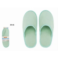 COPPIA PANTOFOLE CIABATTE BAGNO CHIUSE TESSUTO VERDE TAGLIA 39-45 STANZA 79692