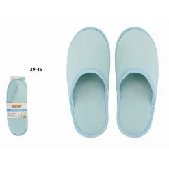 COPPIA PANTOFOLE CIABATTE BAGNO CHIUSE TESSUTO AZZURRO TAGLIA 39-45 STANZA 79694