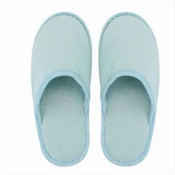 COPPIA PANTOFOLE CIABATTE BAGNO CHIUSE TESSUTO AZZURRO TAGLIA 35-40 STANZA 79688