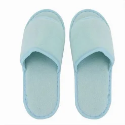 COPPIA PANTOFOLE CIABATTE BAGNO TESSUTO AZZURRO TAGLIA 35-40 STANZA HOTEL 79676