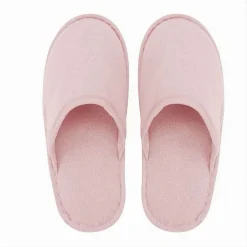 COPPIA PANTOFOLE CIABATTE BAGNO CHIUSE IN TESSUTO ROSA TAGLIA 35-40 STANZA 79685