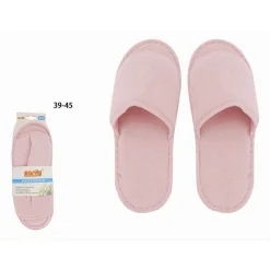 COPPIA PANTOFOLE CIABATTE BAGNO IN TESSUTO ROSA TAGLIA 39-45 STANZA HOTEL 79679