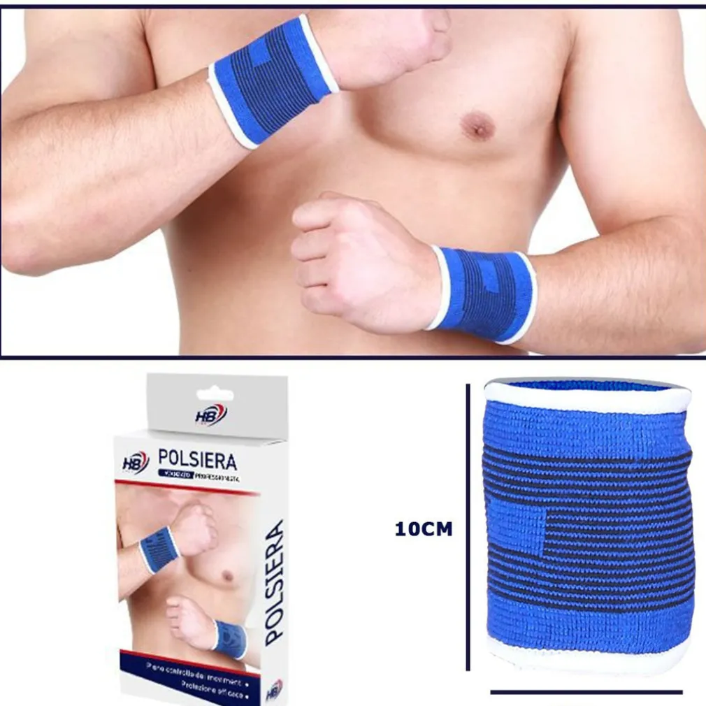 COPPIA POLSINI ELASTICI PER POLSO FITNESS SPORT ANALLERGICO PROTEZIONE BLU