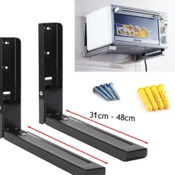 COPPIA STAFFE A PARETE PER SOSPENSIONE FORNO A MICROONDE 2 X SUPPORTI NERO