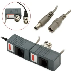 COPPIA TRASMETTITORI VIDEO AUDIO BALUN ALIMENTAZIONE PORTA LAN RJ45 CAVO CAT 5