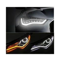 COPPIA TUBO FLESSIBILE FARI BICOLORE DRL LED LUCE DAYTIME BIANCA GIALLA 600mm