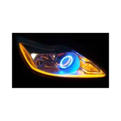 COPPIA TUBO FLESSIBILE FARI BICOLORE DRL LED LUCE DAYTIME BIANCA GIALLA 600mm