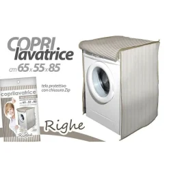 COPRILAVATRICE COPRI LAVATRICE PROTTETIVO 65X55X85CM TELO CON ZIP RIGHE 736797