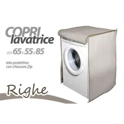 COPRILAVATRICE COPRI LAVATRICE PROTTETIVO 65X55X85CM TELO CON ZIP RIGHE 736797