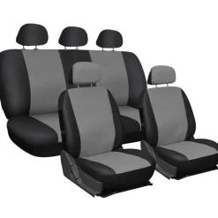 COPRISEDILI UNIVERSALI AUTO MACCHINA COTONE BICOLORE GRIGIO E NERO COPRI SEDILE